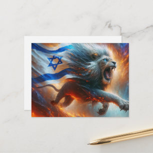 Brullende leeuw met de Israëlische vlag van de Dav Briefkaart