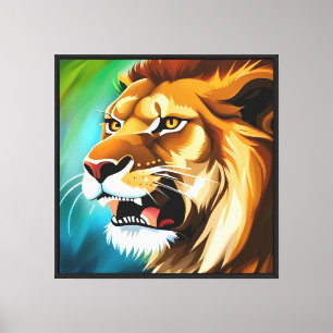 Brullende Leeuw Zijwaarts Geposeerde Portret-57566 Canvas Afdruk