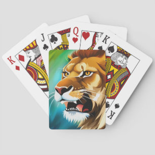 Brullende Leeuw Zijwaarts Geposeerde Portret-57566 Pokerkaarten