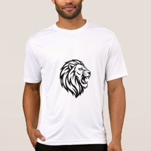 Brullende Leeuwenkop Stam Tattoeage Lijn Kunst Vec T-shirt