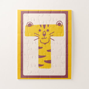 🐅Brullende Letter "T" Tijger Alfabet Kunstprint Legpuzzel