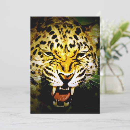 brullende luipaard uitnodiging (Staand voorkant)