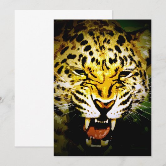 brullende luipaard uitnodiging (Voorkant / Achterkant)