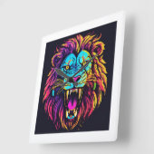 "Brullende Majesteit Tijger Gezicht Wandklok" Vierkante Klok (Hoek)