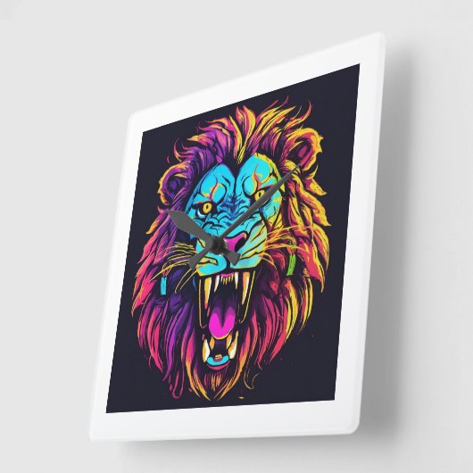 "Brullende Majesteit Tijger Gezicht Wandklok" Vierkante Klok (Hoek)