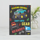 Brullende Motoren Kids Monster Truck Verjaardagsfe Kaart (Staand voorkant)