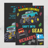 Brullende Motoren Kids Monster Truck Verjaardagsfe Kaart (Voorkant / Achterkant)