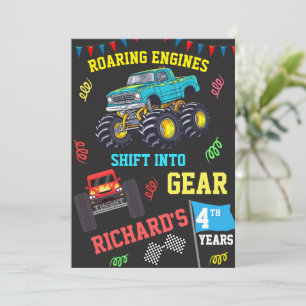 Brullende Motoren Kids Monster Truck Verjaardagsfe Kaart
