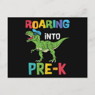 Brullende Pre-K terug naar school T rex dinosaurus Briefkaart