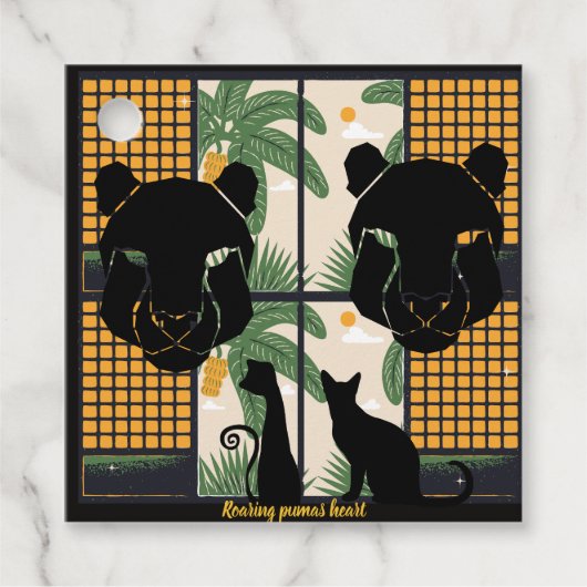 Brullende Pumas Harten Bedankjes Labels (Voorkant)