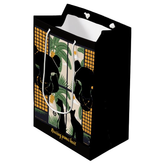 Brullende Pumas Harten Medium Cadeauzakje (Voorkant Gekanteld)