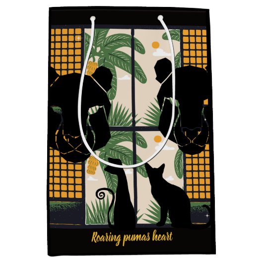 Brullende Pumas Harten Medium Cadeauzakje (Voorkant)