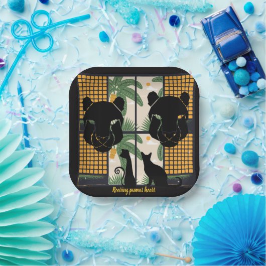 Brullende Pumas Harten Papieren Bordje (Feest)