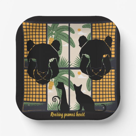 Brullende Pumas Harten Papieren Bordje (Voorkant)