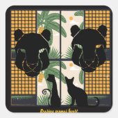 Brullende Pumas Harten Vierkante Sticker (Voorkant)