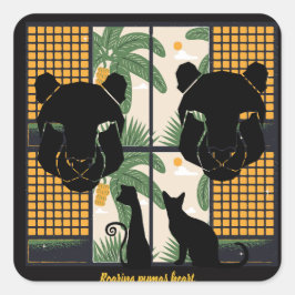 Brullende Pumas Harten Vierkante Sticker