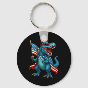Brullende T Rex Dinosaurus 4 juli Amerikaanse Vlag Sleutelhanger