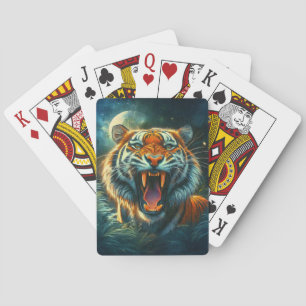 Brullende Tijger Maneschijn Jungle Pokerkaarten