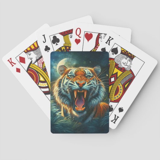 Brullende Tijger Maneschijn Jungle Pokerkaarten (Achterkant)