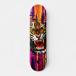 Brullende Tijger Neon Verf Drip Straatkunst Ontwer Persoonlijk Skateboard