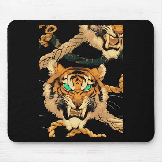 Brullende Tijger Sticker  Muismat (Voorkant)