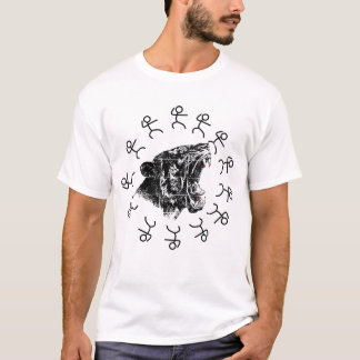 brullende tijger stickfigure grafiek t-shirt