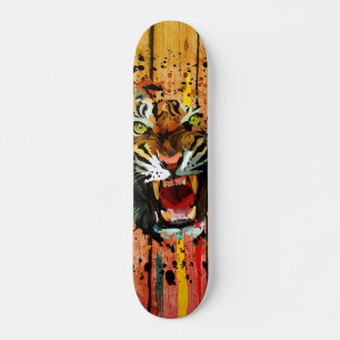 Brullende Tijger Verf Drip Stedelijke Houten Straa Persoonlijk Skateboard