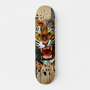 Brullende Tijger Verfspatten Minimalistische Stede Persoonlijk Skateboard