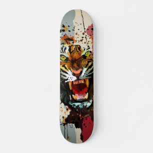 Brullende Tijger Verfspatten Moderne Straatkunst Persoonlijk Skateboard