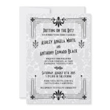 brullende twintiger jaren art deco bruiloft uitnod