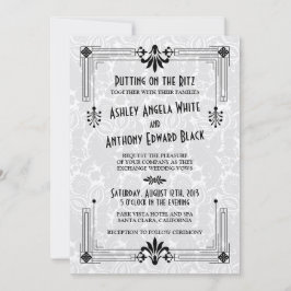 brullende twintiger jaren art deco bruiloft uitnod kaart