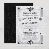 brullende twintiger jaren art deco bruiloft uitnod kaart (Voorkant / Achterkant)