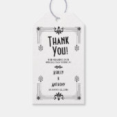 brullende twintigers art deco bruiloft cadeaulabel (Voorkant)