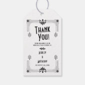 brullende twintigers art deco bruiloft cadeaulabel (Achterkant)