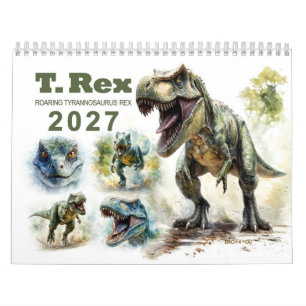 Brullende Tyrannosaurus Rex Aquarel Kalender 2027