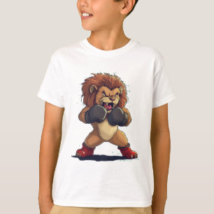 Brullende vechter kijk met deze leeuw in boks hand t-shirt