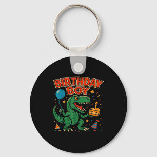 Brullende Verjaardags Jongen Dinosaurus Feestelijk Sleutelhanger