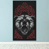 Brullende Vikingbeer Canvas Afdruk (Insitu (Houten vloer))