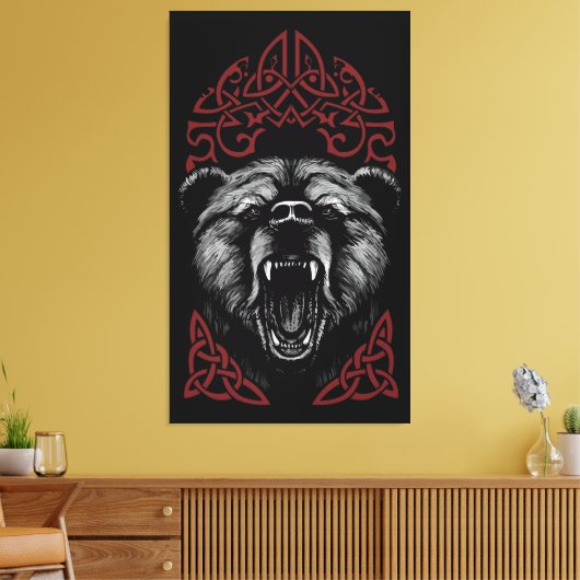 Brullende Vikingbeer Canvas Afdruk (Insitu (Woonkamer))