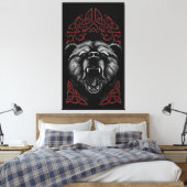Brullende Vikingbeer Canvas Afdruk (Insitu (Slaapkamer))