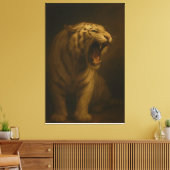 Brullende Witte Tijger – Fijne Kunst Premium Canva Canvas Afdruk (Insitu (Woonkamer))