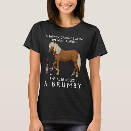 Brumby Paard en Wijn Paard Aangepast T-shirt (Voorkant)