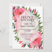 Brunch and Bubble Peonies Vrijgezellenfeest Invite Kaart (Voorkant)