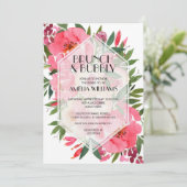 Brunch and Bubble Peonies Vrijgezellenfeest Invite Kaart (Staand voorkant)