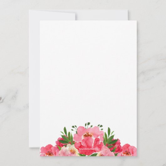 Brunch and Bubble Peonies Vrijgezellenfeest Invite Kaart (Achterkant)