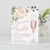 Brunch and Bubble Shower Invitation Roos Gold Kaart (Staand voorkant)