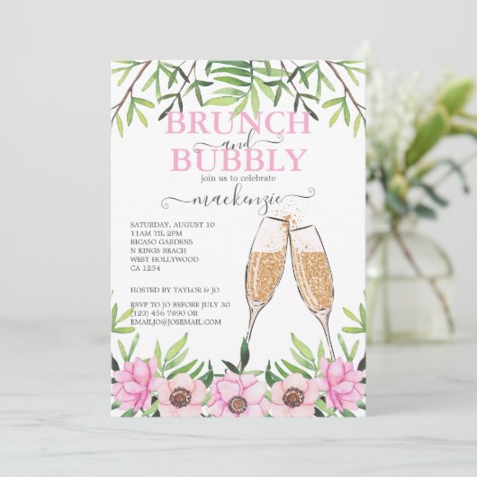Brunch and Bubble Vrijgezellenfeest Personalized Kaart (Staand voorkant)