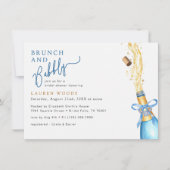 Brunch and Bubbly Bridal Shower Blue Champagne Pop Kaart (Voorkant)