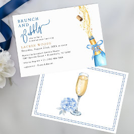 Brunch and Bubbly Bridal Shower Blue Champagne Pop Kaart