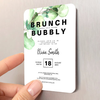 Brunch and Bubbly Bridal Shower Green Eucalyptus Magneet
